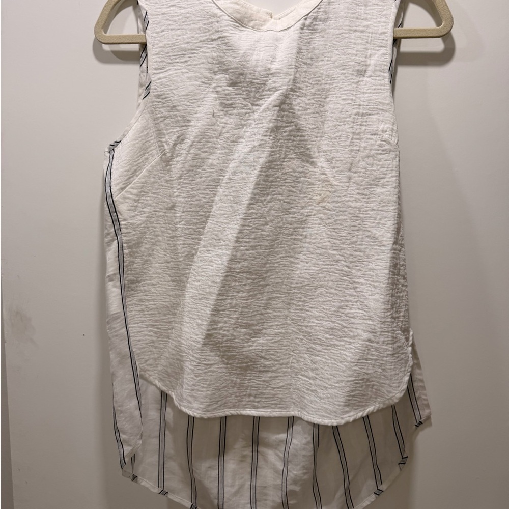 BCBGMaxAzria White and Black Striped Tank Top 0027